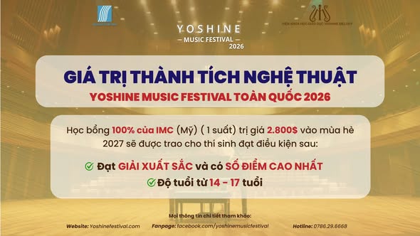 🇻🇳 YOSHINE MUSIC FESTIVAL TOÀN QUỐC 2026 - CƠ HỘI NHẬN HỌC BỔNG 100% INTERNATIONAL MUSIC CAMP (USA)